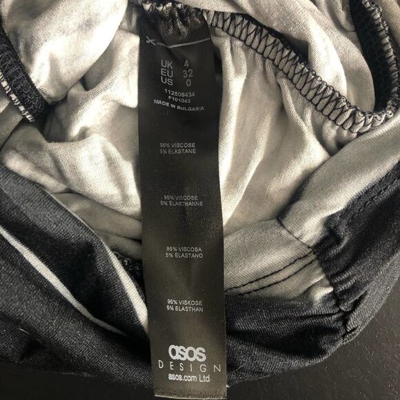 Asos Design cami strappy midi dress ruched details Black & Gray Marble Size 0 - Picture 11 of 12